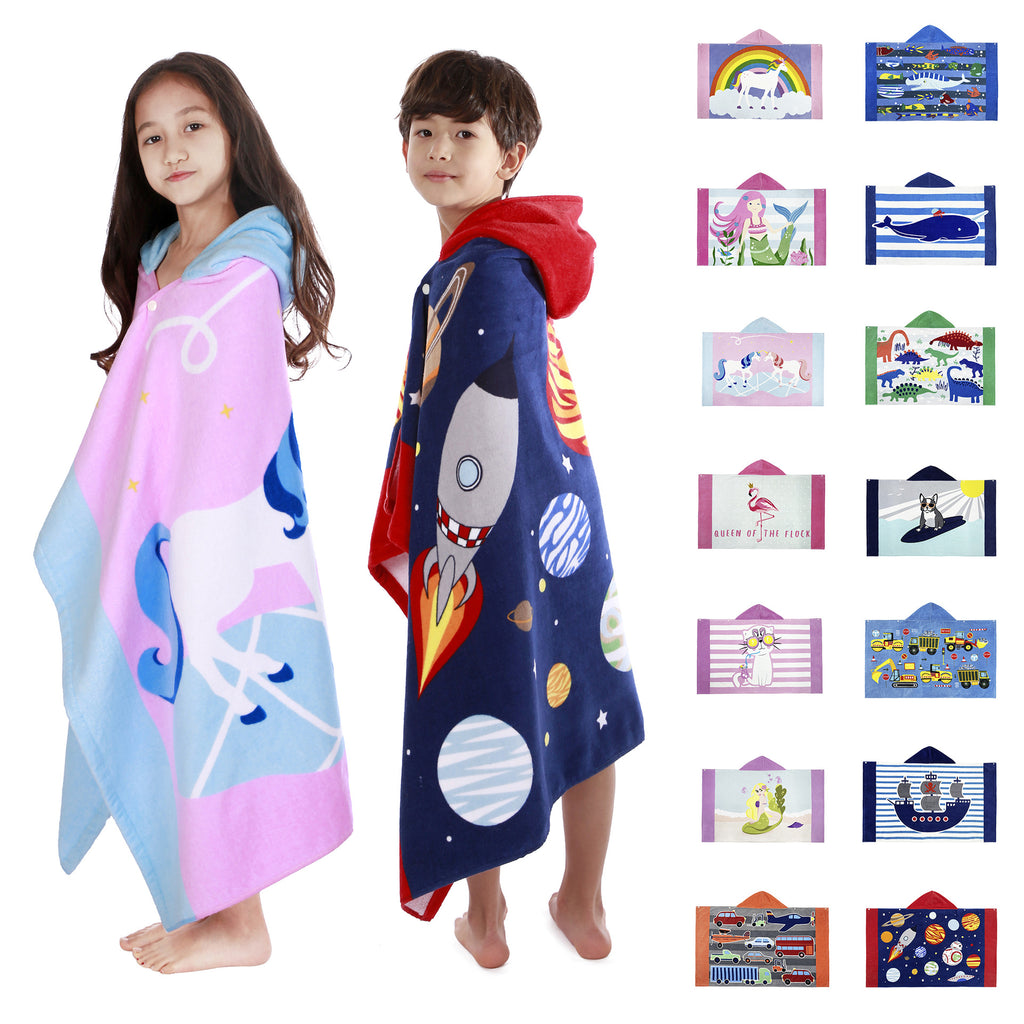 Children's Wearable Beach Towel Cotton Hooded