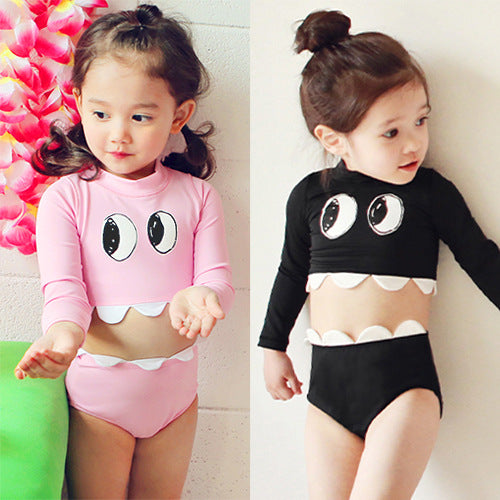 children's swimsuit, cartoon eyes, split bikini,