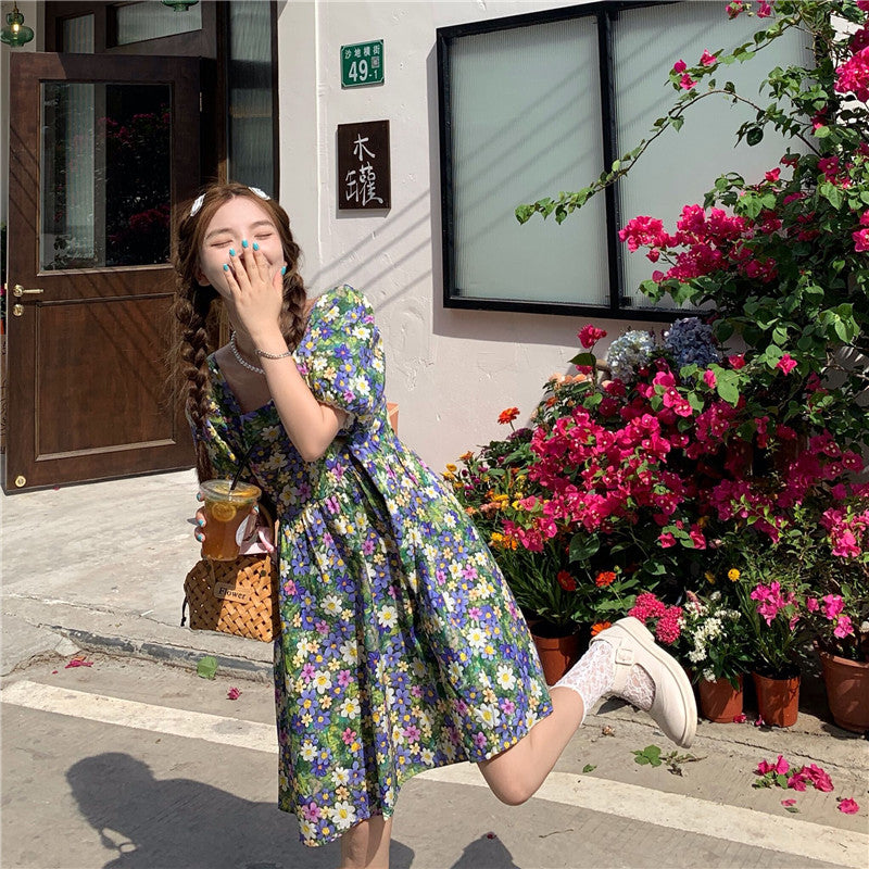 New Arrival Summer Floral Short Sleeves Resort Dress